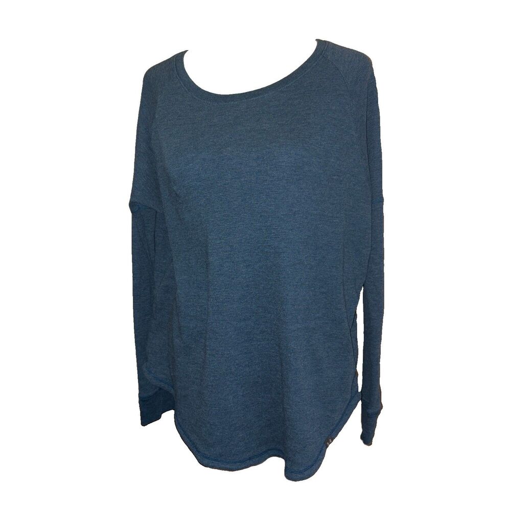Under Armour Mens Large Blue Waffle Knit Crew Neck Long Sleeve T-Shirt